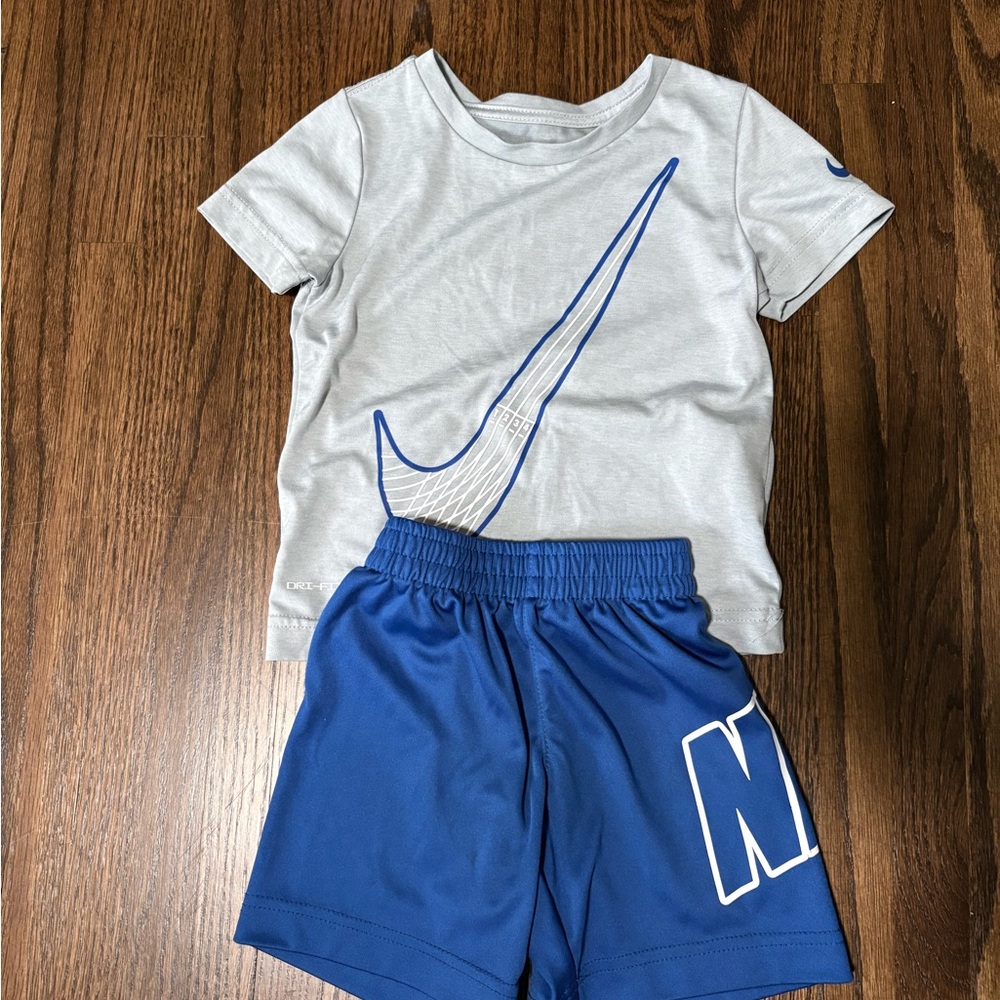 Nike Gray and Blue Dri-FIT Toddler Set